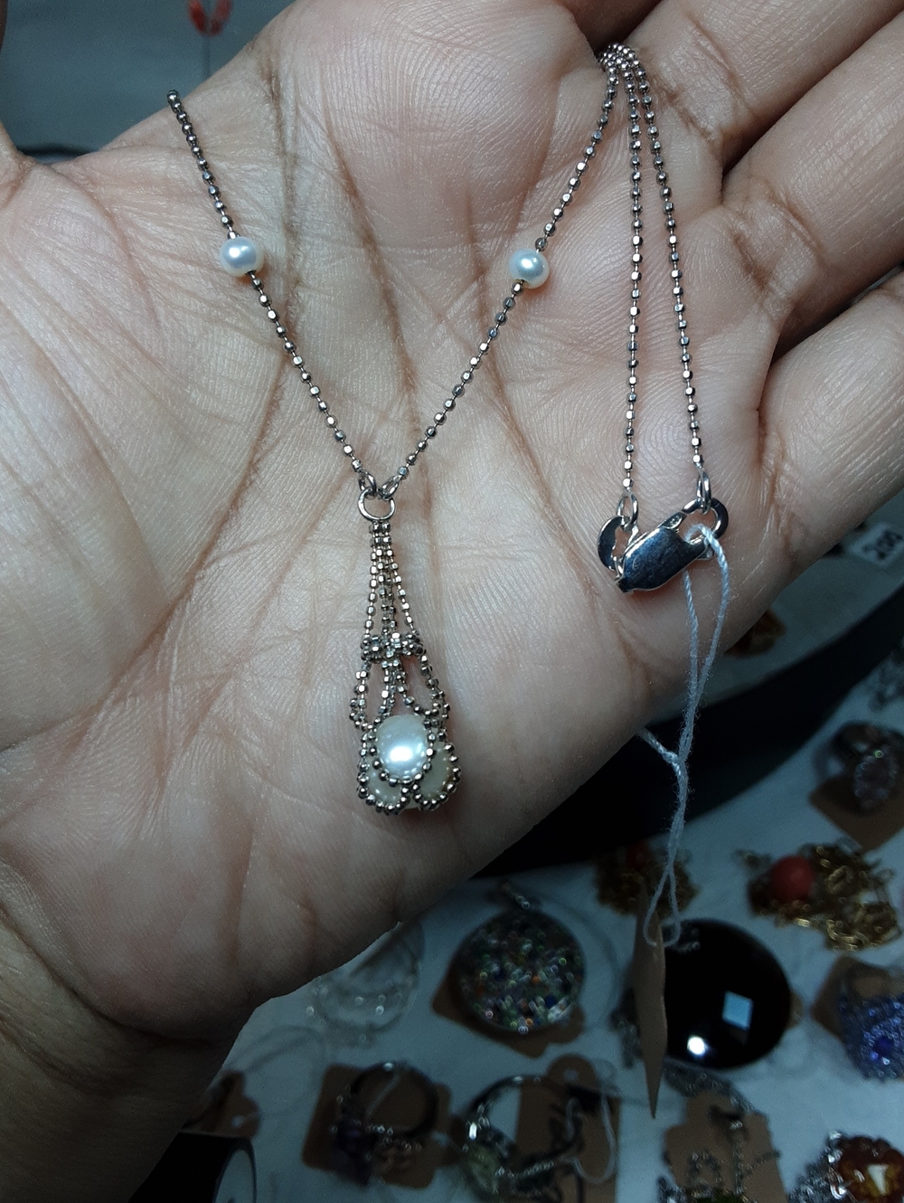 925 caged pearl necklace.